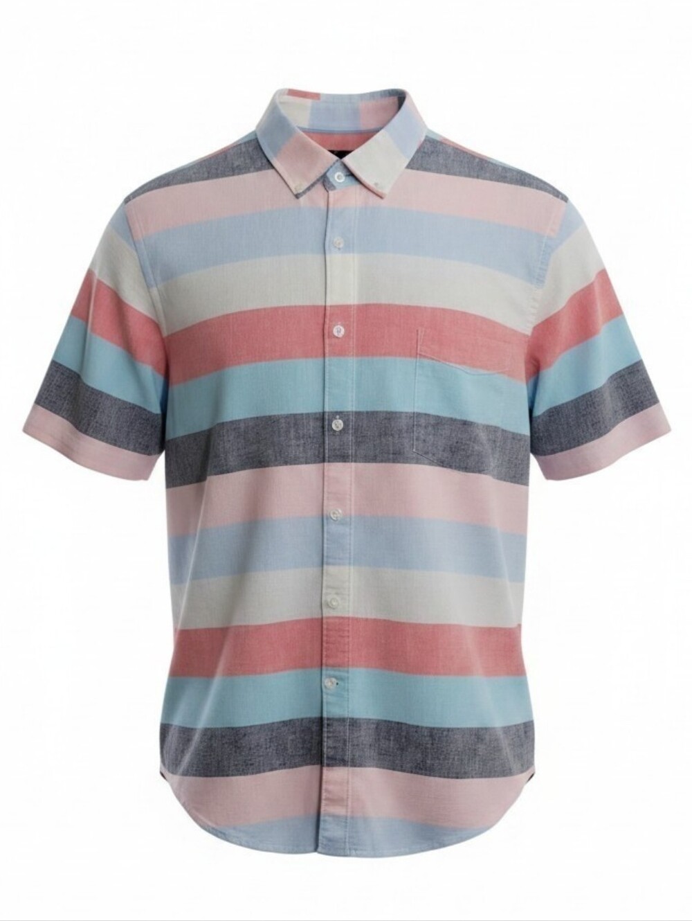Club Room men's linen cotton blend button down short sleeve stripe shirt 3XL